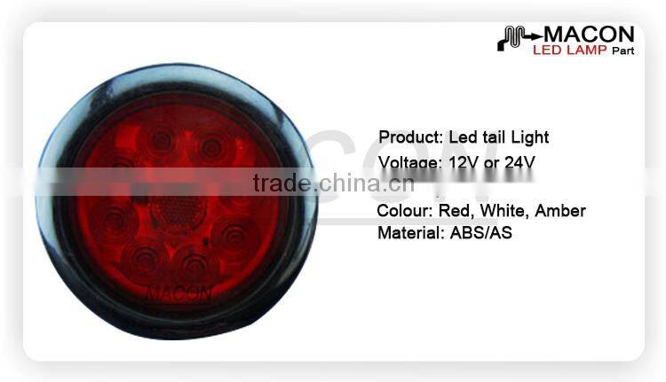 Round amber red white led tail light 12V/24V led truck lamp