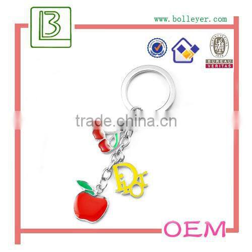 metal enamel apple keychain for promotional