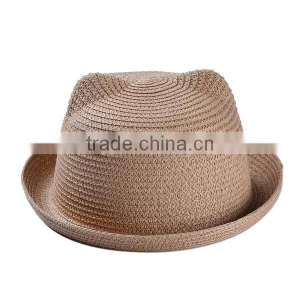 Japanese style handmade straw hat, fresh colorful cute cat hat for girl