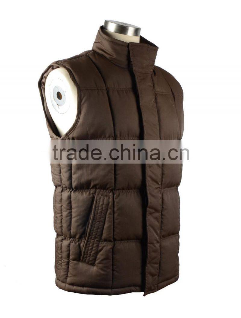 Men's 100% nylon fabric outdoor warm cotton padded stand collar a sleeveless jacket