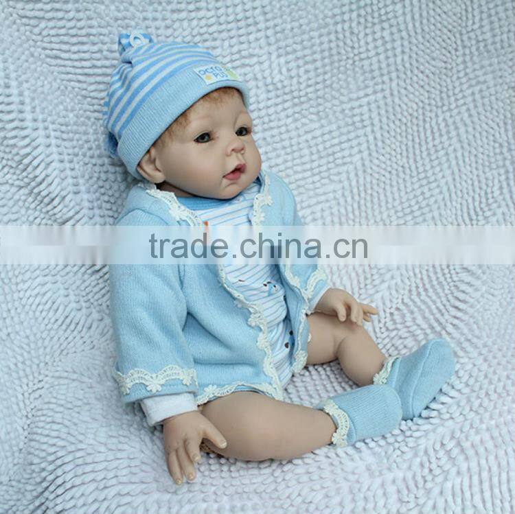 22inch silicone reborn baby doll wholesale fashion doll Blue handmade doll clothes newborn lifelike doll