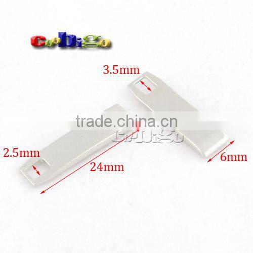 24*6mm Metal Zipper Pull Tap Zinc Alloy Nickle Plated For DIY Zipper Sliders #FLQ159-S