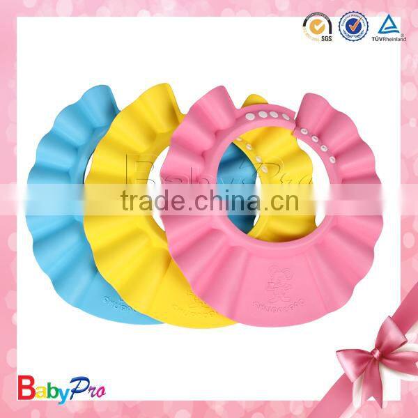 partypro 2015 new baby bath product various color round shape baby shower cap plastic baby shower cap