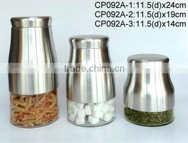 CP092T6 round glass jar with metal casing