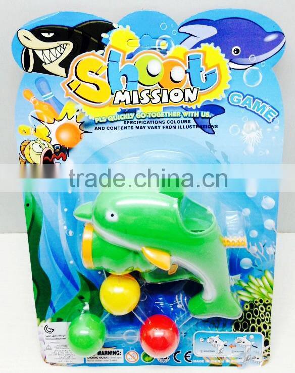 Shooting game solid color shark dolphin ping-pong gun with bowling ball sport toy