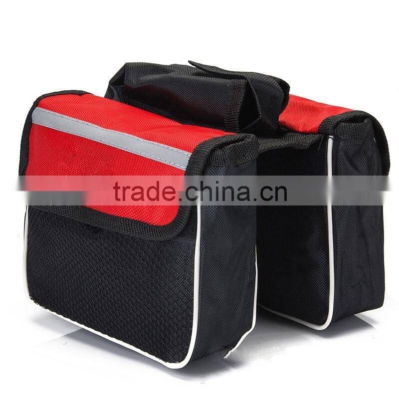 Custom riding bike saddle bag with reflective stripe