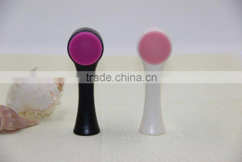 Newly skin care two sides silica gel add bristles face brush massage for women&men