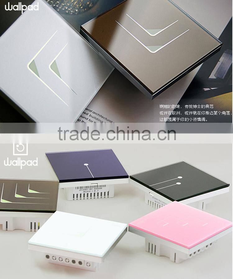 New Wallpad Pink LED Waterproof UK Crystal Glass 110~250V 4 gang 1 way Sensor Touch Screen Light Control Wall Switch