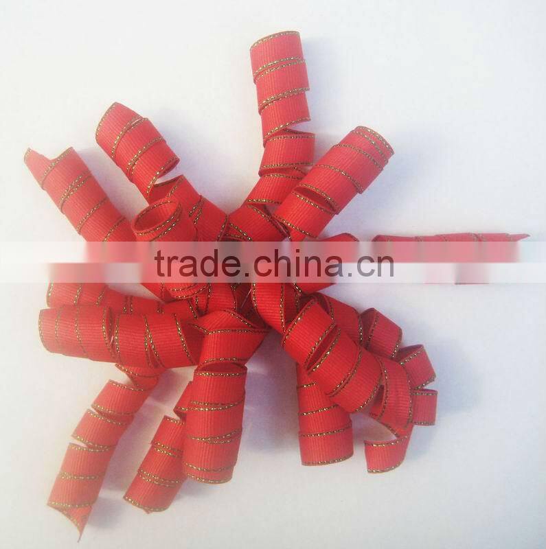 HOT SALE Gold Metallic Mesh Woven Fabric Ribbon Curly Swirls Bow