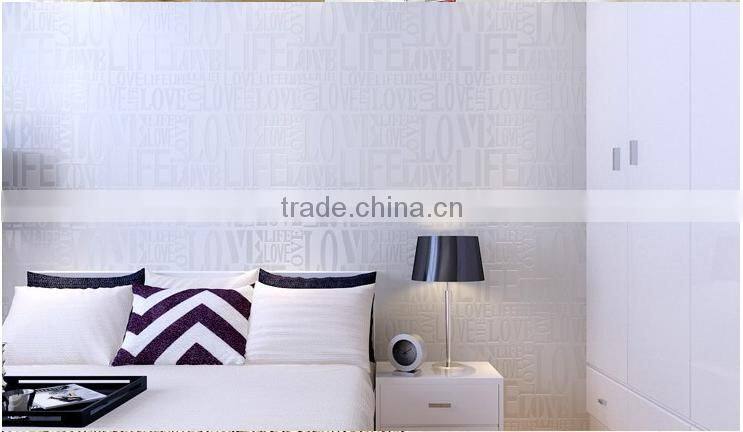 Brown / Gray / Pink / Beige / White Flock Words Textured Letters wallpaper Embossed wall paper wall covering WP059