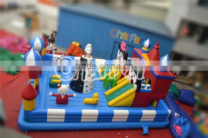 2016 Cute cartoon inflatable playground slides rentals on sale, inflatable funcity obstacle course