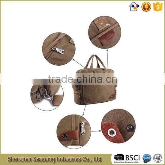 High Quality Canvas Business Handbag with Real Leather Trim