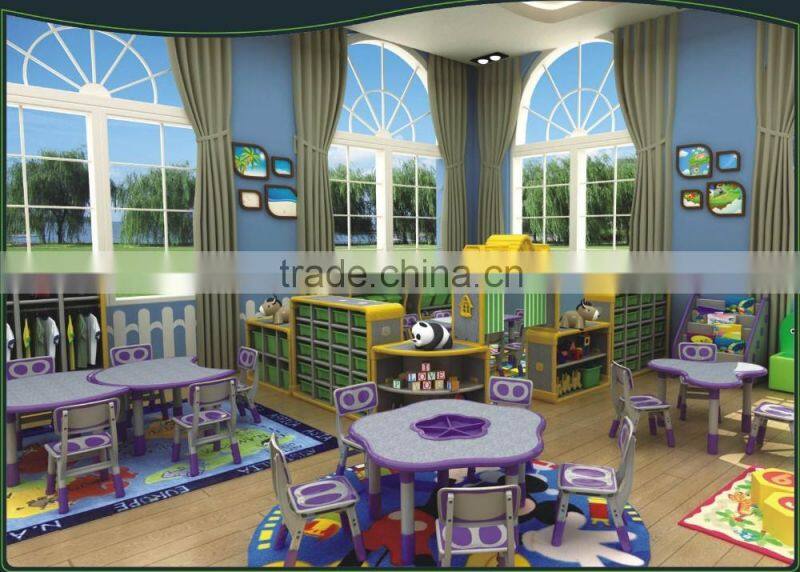 kids plastic adjustable height table and chair nursery school furniture