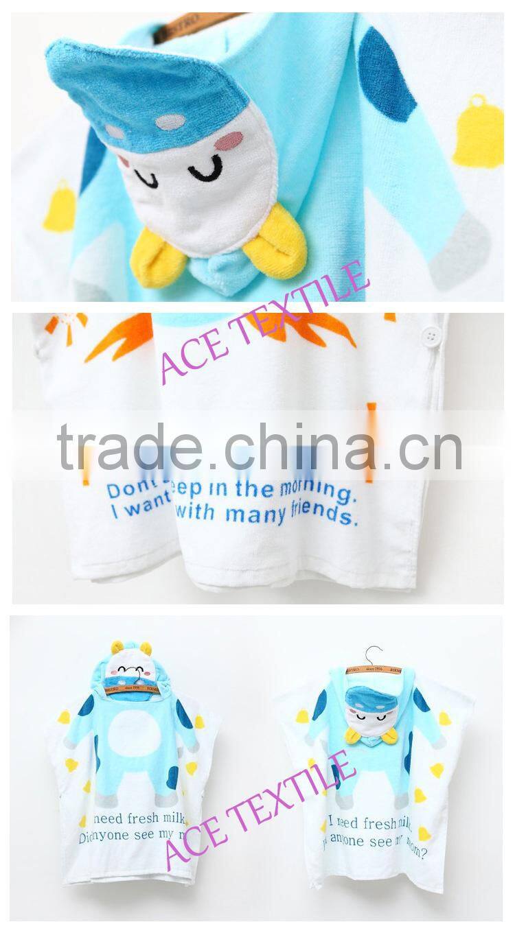 Oeko-Tex 100% Cotton animal Kids Hooded Towel of velour printed