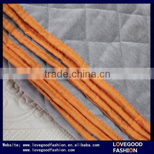 Modern&Minimalism Single Corduroy Patchwork Quilt Bed Sheet with Checks Patterns