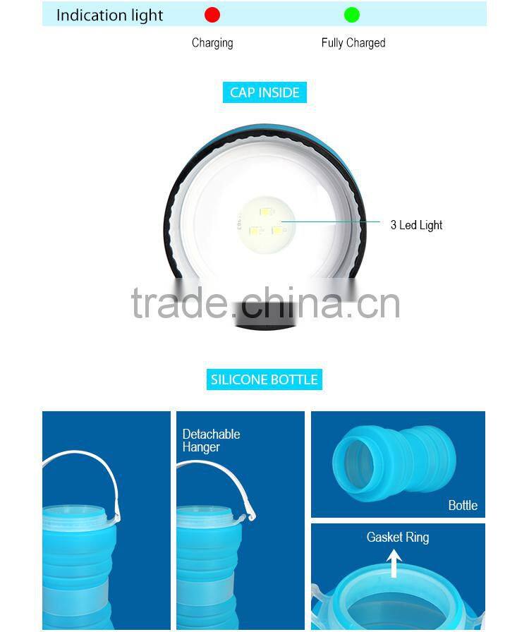 2016 Rechargeable LED Bottle Light Unique Birthday Gift Silicone Foldable Bottle Light