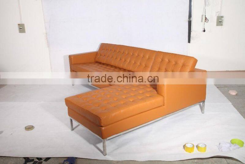 modern design leather florence knoll style corner sofa with chaise lounge