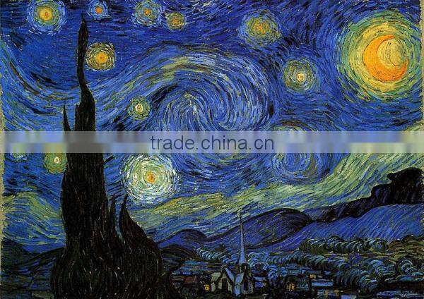 Starry Night double layer artistic safe open 3-fold umbrella