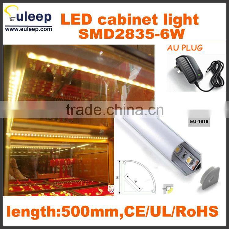 Diffused PC cover,ressessed in installation,aluminum profile Led cabinet light use for jewelry store hot sell in AU market,500mm