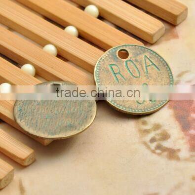 1000pcs Antique Green Zinc Alloy Personalized Round Charms for Bangle and Necklace
