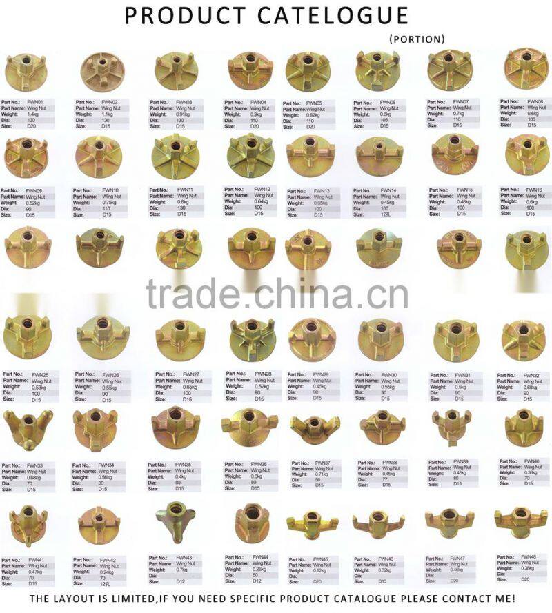 Hot Treatment Cast Nut D15/ D20 Thread Wing Nut