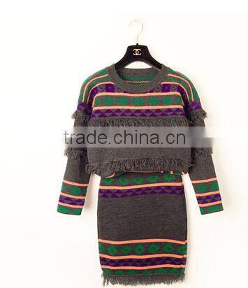 mix colour sweater twinset,knitted christmas sweater dress,christmas sweater dress