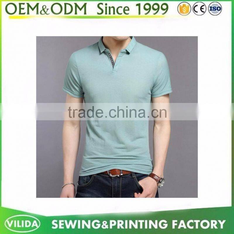Customized Classic Collar Mens 100% Pique Cotton 220gsm Polo shirt without button OEM