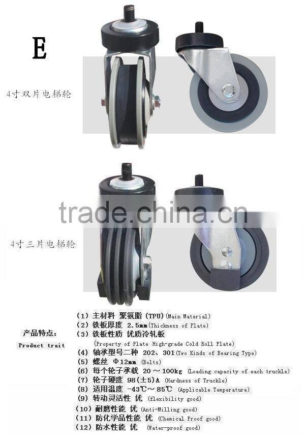 RH-STC4E-02 high quality TPU casters supplier 4'' double elevator wheels