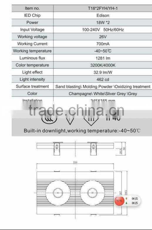 Led grille lamp 36W with energy saving
