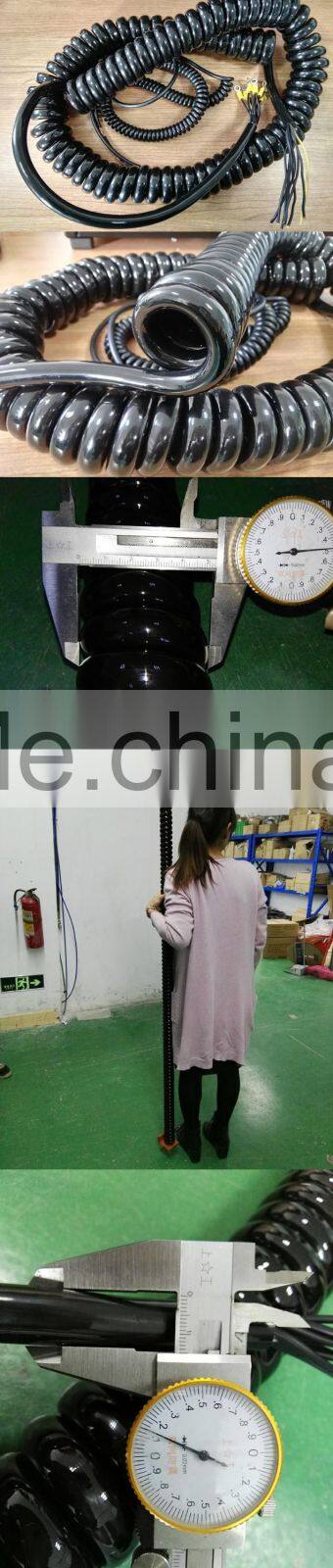 Black gx16 coiled spiral cable one side the other side with excellent terminal lead