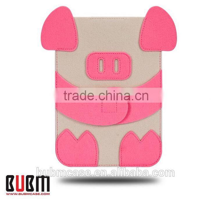 Fashion Red 9.7 inch Wool Felt Tablet Case Cartoon Pig Bag Tablet Sleeve Tablet Pouch Laptop bag