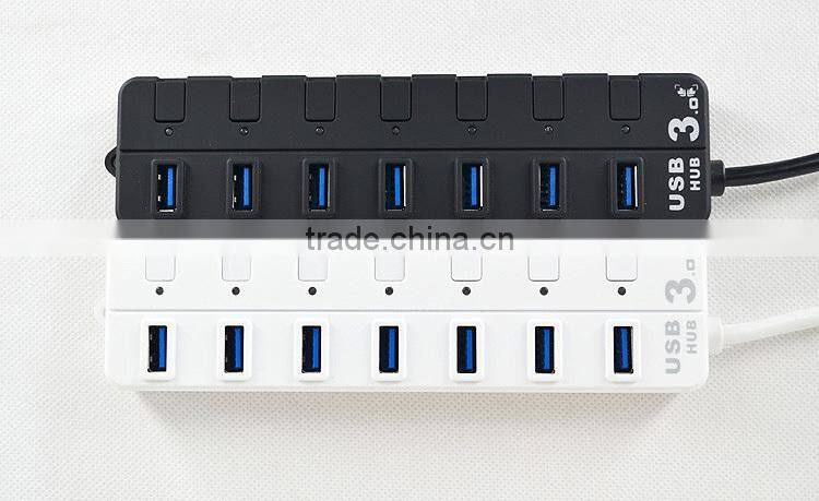 Ultra Hi-Speed 7 port usb 3.0 hub from usb por hub suppliers with individual switches and LED Lights for computer accessory