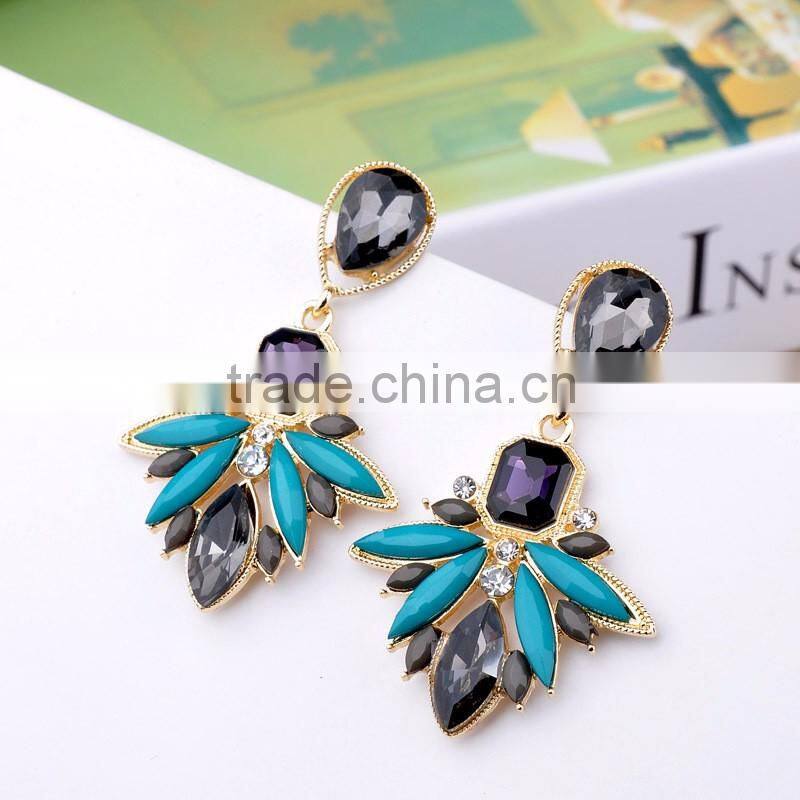 Fashion Lady Crystal Leaf Earrings Pendant Designs Jewelry Zircon hanging stud Earring
