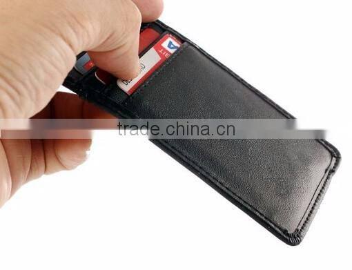 Boshiho Latest design Genuine Leather Zipper Slim Id Business Card Holder