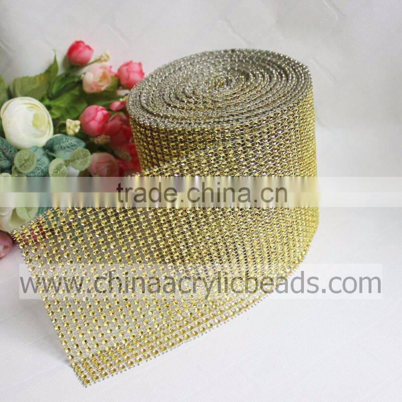 wholesale rainbow colors diamond rhinestone mesh ribbon/24 row fancy diamond wrap rolls trimming bling