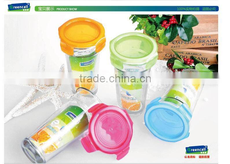 400ml clear glass cup with PP lid
