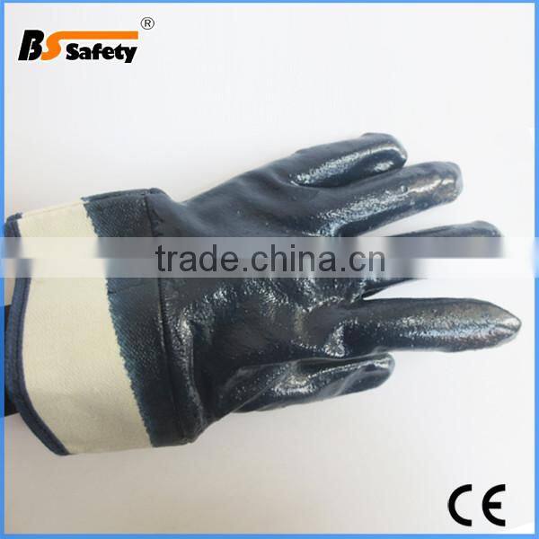 Full Coated Nitrile Dipped Interlock Liner Waterproof Glove with Safety Cuff