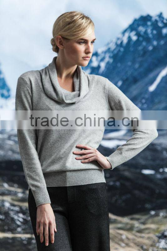 2014 new fashion women knitting pure cashmere big round neck pullover
