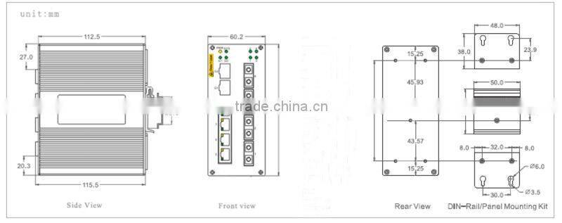 Gigabit Din-rail Managed Industrial Ethernet Switch with 2x1000M FX(SFP Slot)+4 Fiber Port and 4 RJ45 Port i610B