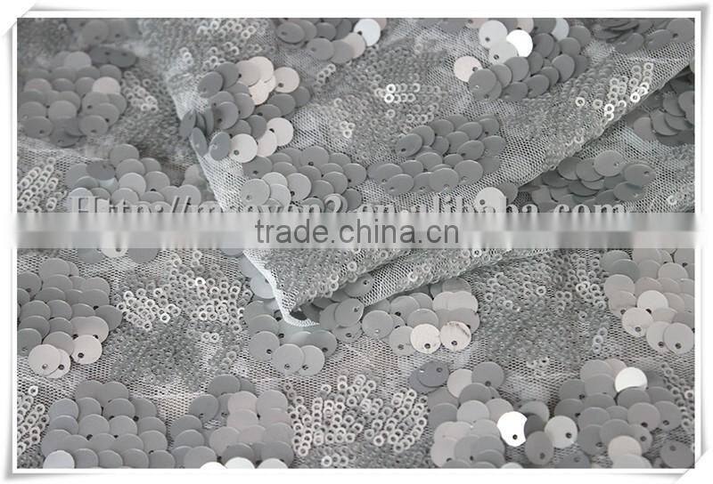 Latest Wholesale gray sequin fabric india/100 polyester glitter sequin fabric