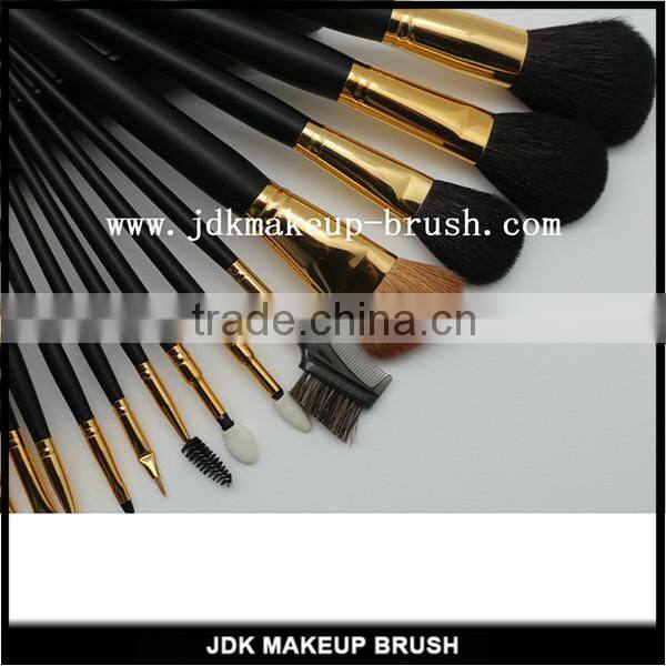 15pcs Luxury Make up Brush Set with PU leather Pouch Short Handle Cosmetic Brush Set with Goat Hair