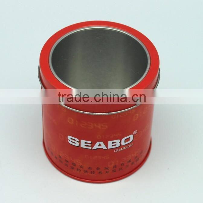 Wholesale with PVC window lids ponge inside logo and color printing round tin can manufacturer