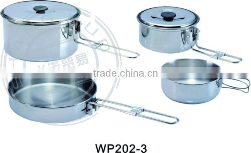 BBQ metal 2pc Cooking pot with fry pan and bowl