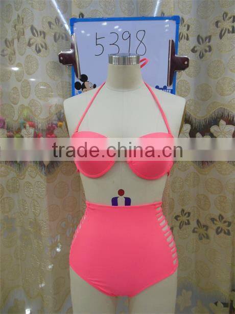 2016 new arrival flower printed retro high waist bikini