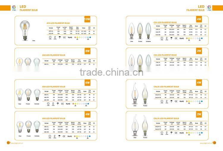 B35 filament 350lm 4w incandescent 30w E14 frosted candle light bulb with CE