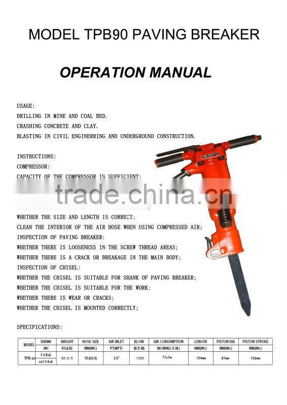 air hammer TPB90 pavement breaker HOT