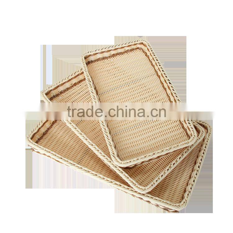 Supermarket equipment wicker plastic bread tray rattan fruit display basket