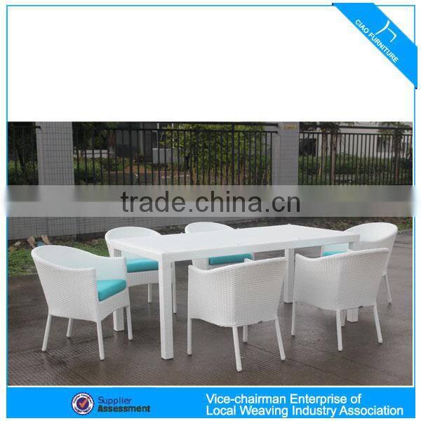 F-2107+687 space-saving white rattan furniture high end palace dining set