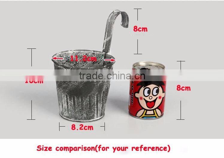 bulk antique black galvanized outdoor wall hanging metal planter