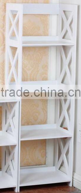 4 Layers Wood-Plastics Composite Storage Shelf, Book Shelf, White